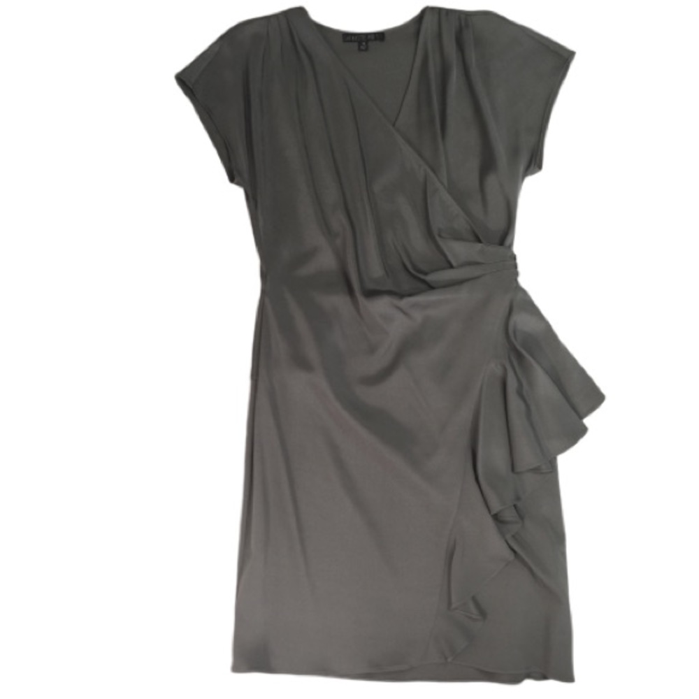Lafayette 148 Grey Silk Wrap Dress